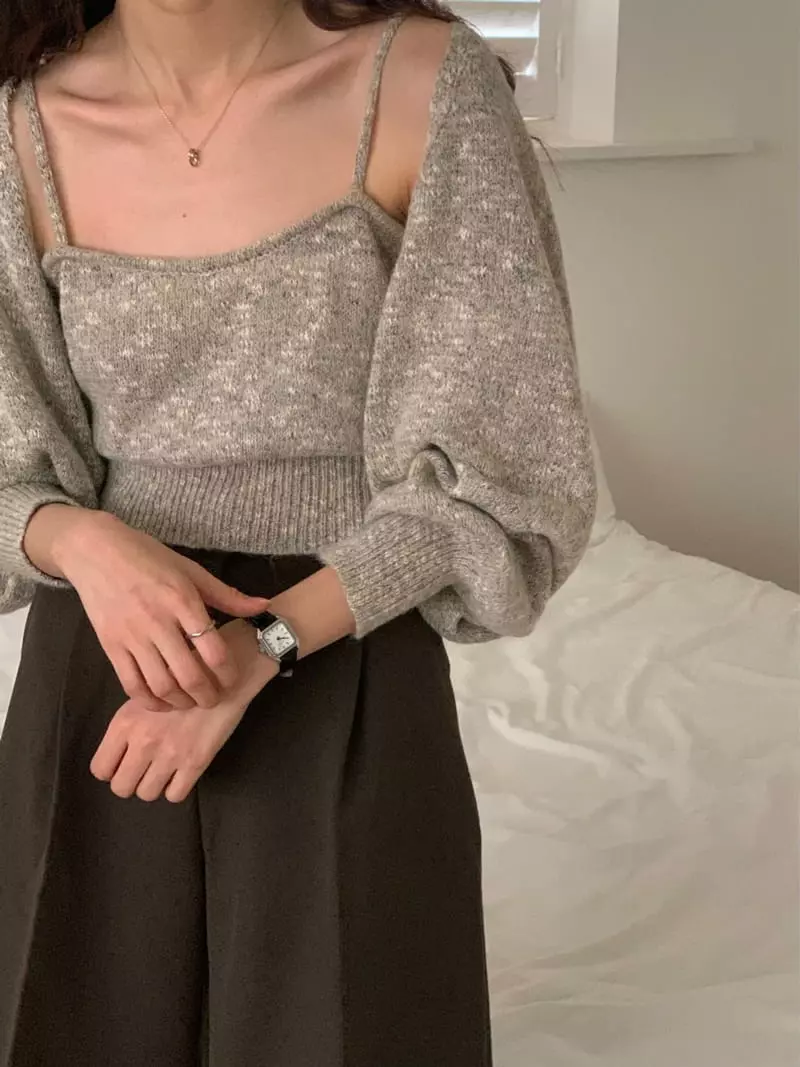 Tacit - Korean Women Fashion - #momslook - Bolero Sleeveless Knit Tee - 7
