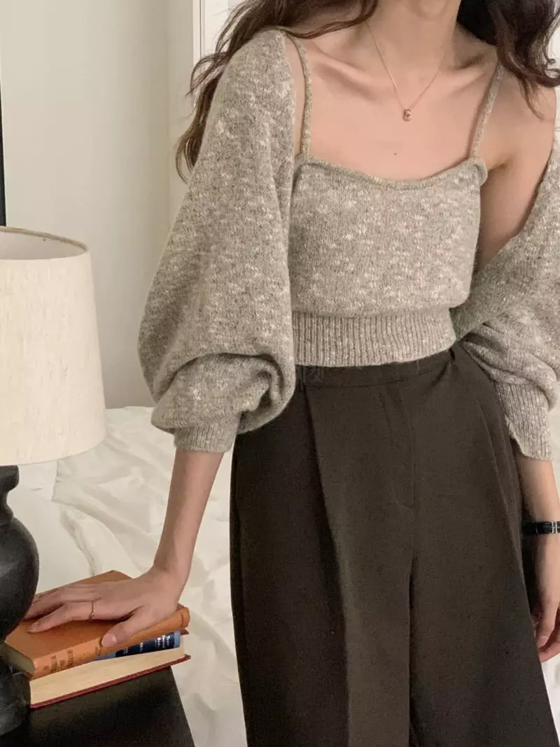 Tacit - Korean Women Fashion - #romanticstyle - Bolero Sleeveless Knit Tee