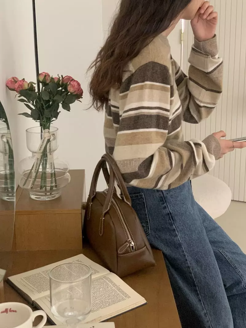 Tacit - Korean Women Fashion - #womensfashion - Pine Stripes Knit Tee - 5