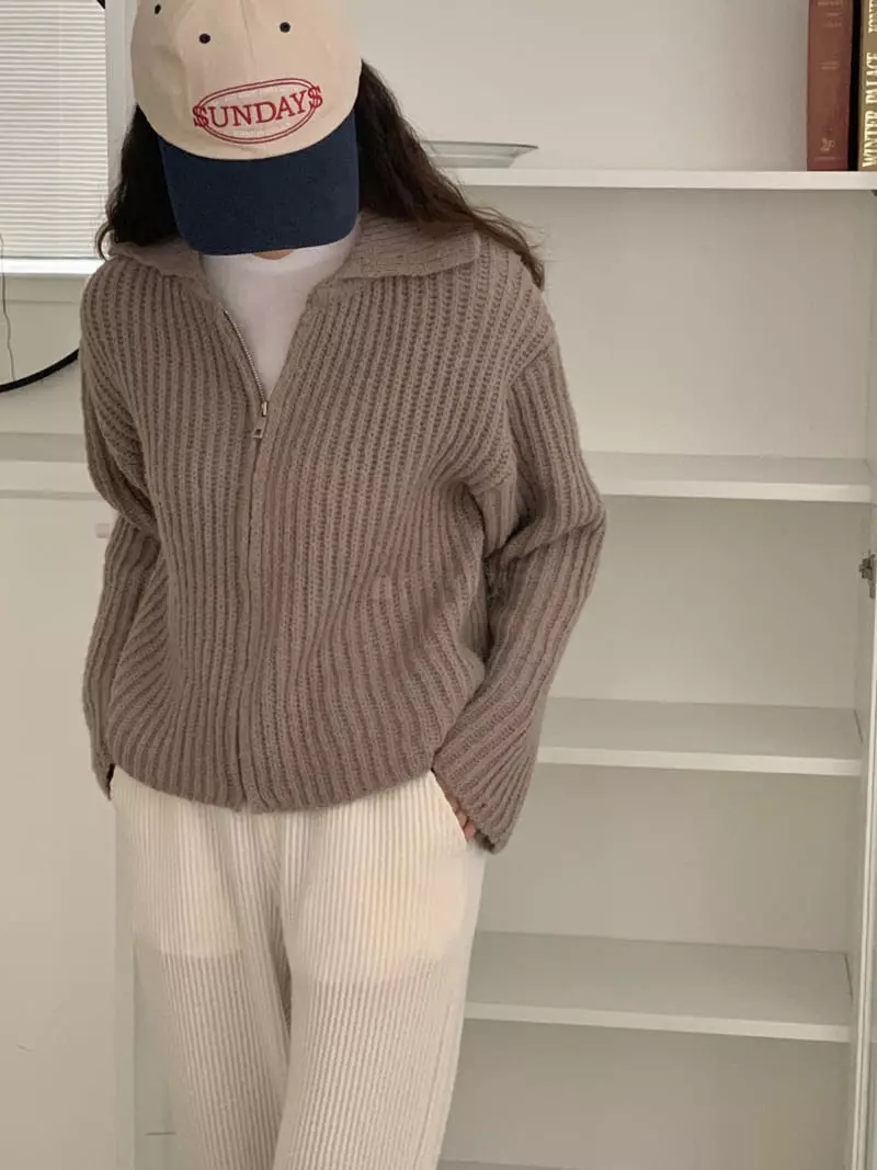 Tacit - Korean Women Fashion - #momslook - Zip-up Knit Tee - 4