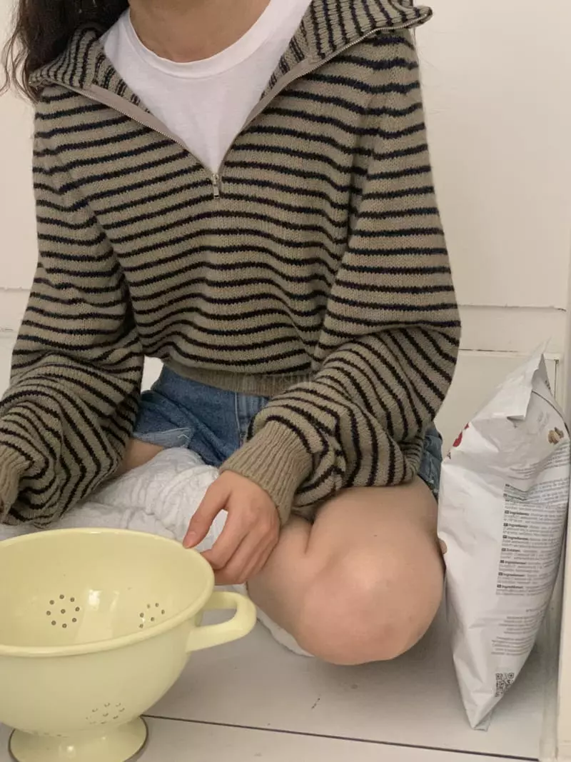 Tacit - Korean Women Fashion - #womensfashion - Alpaca Stripes Knit Tee - 10