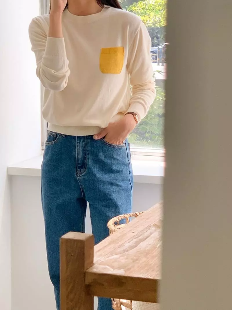 Tahiti - Korean Women Fashion - #momslook - Pocket Round Knit Tee - 6