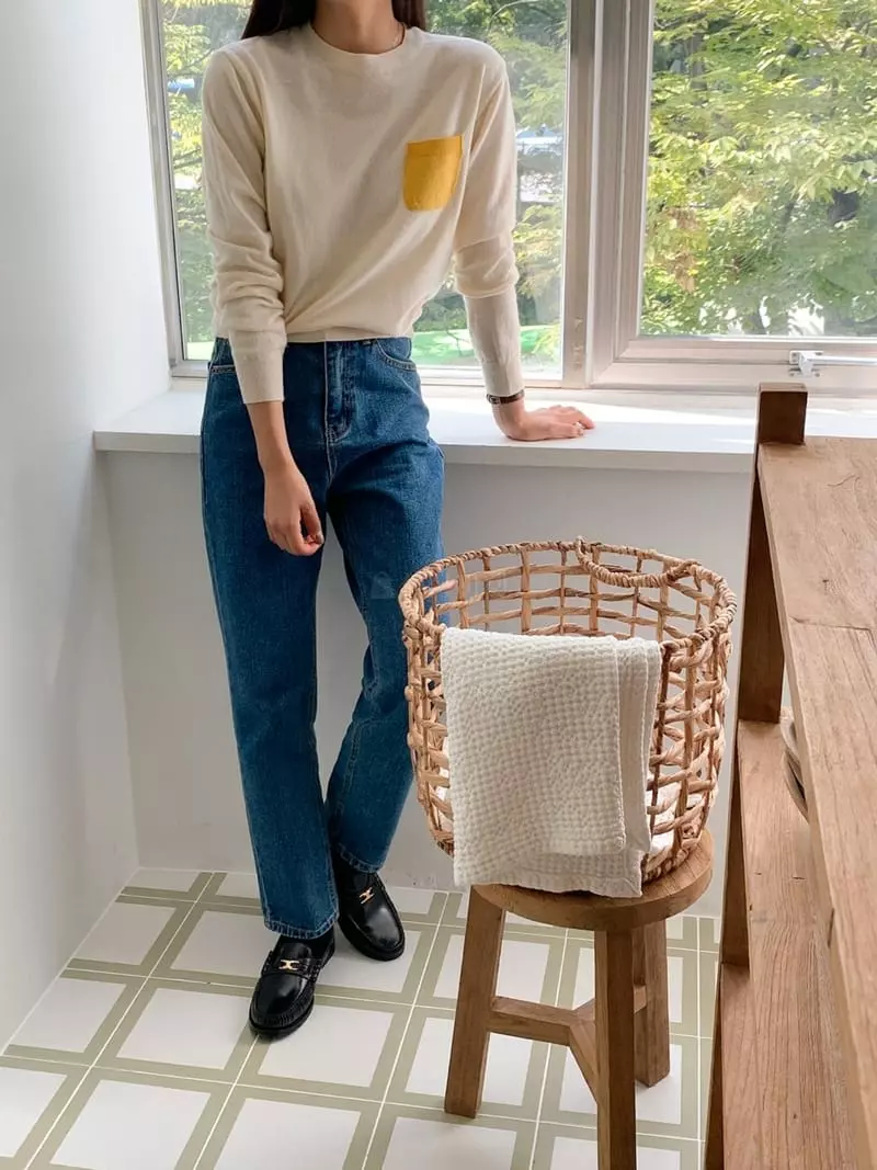 Tahiti - Korean Women Fashion - #momslook - Pocket Round Knit Tee - 8