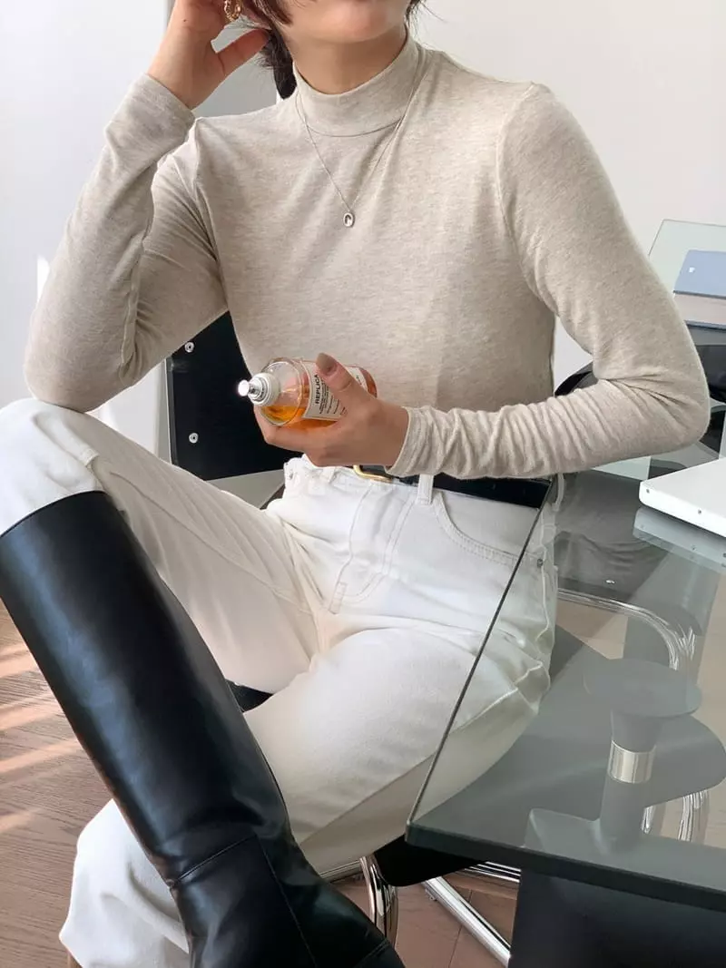 Tahiti - Korean Women Fashion - #momslook - 8 Color Half Turtleneck Tee - 5