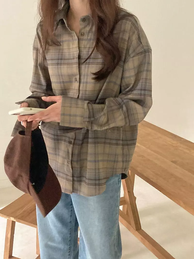 Tahiti - Korean Women Fashion - #momslook - Wave Check Shirt