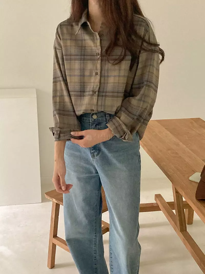 Tahiti - Korean Women Fashion - #momslook - Wave Check Shirt - 5