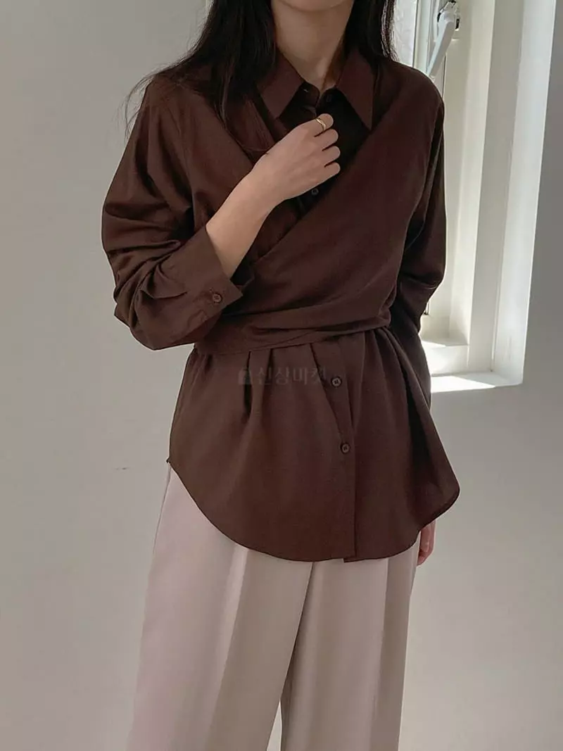 Tahiti - Korean Women Fashion - #momslook - Silky Wrap Blouse - 2