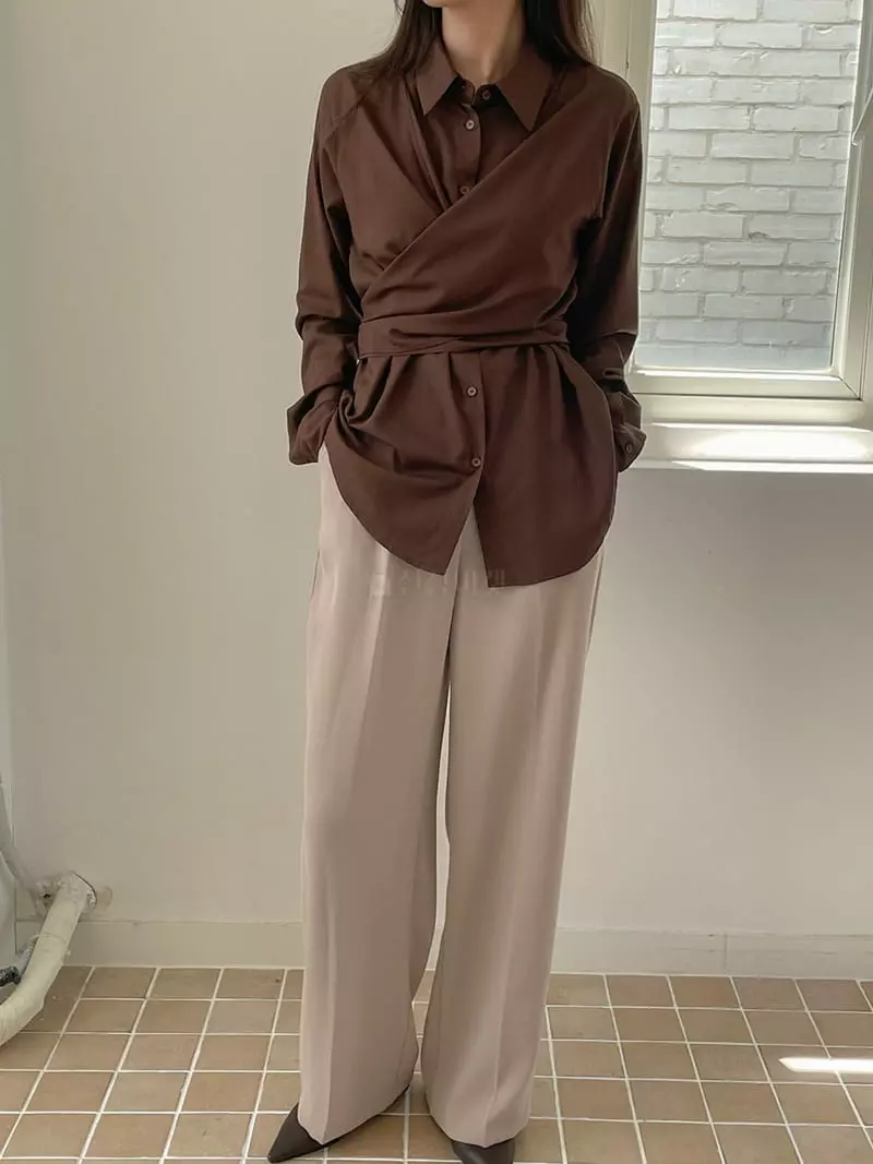 Tahiti - Korean Women Fashion - #womensfashion - Silky Wrap Blouse - 4