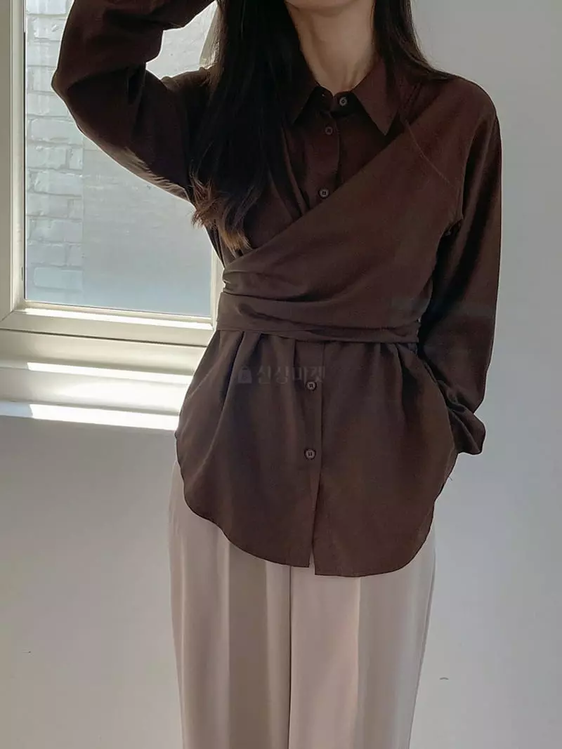 Tahiti - Korean Women Fashion - #momslook - Silky Wrap Blouse - 6