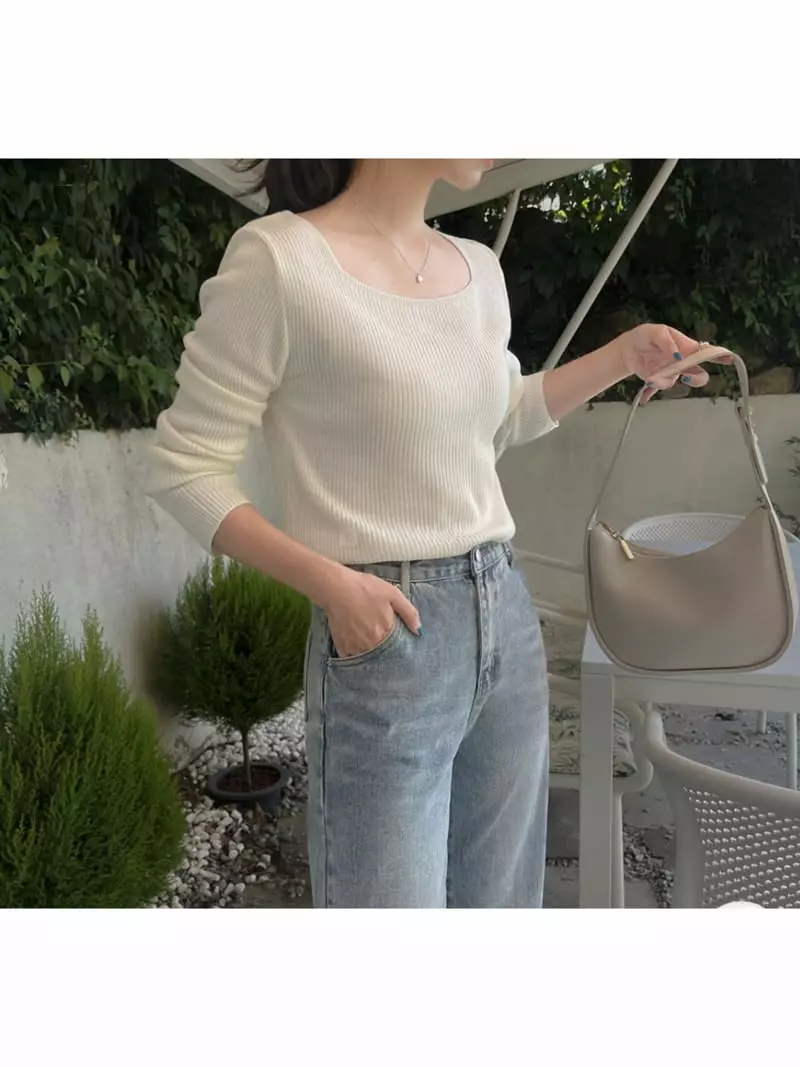 Tahiti - Korean Women Fashion - #momslook - Min Square Knit Tee - 10