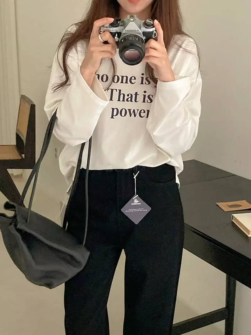 Tahiti - Korean Women Fashion - #momslook - Lettering Tee - 10