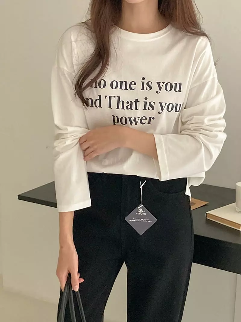 Tahiti - Korean Women Fashion - #momslook - Lettering Tee - 12