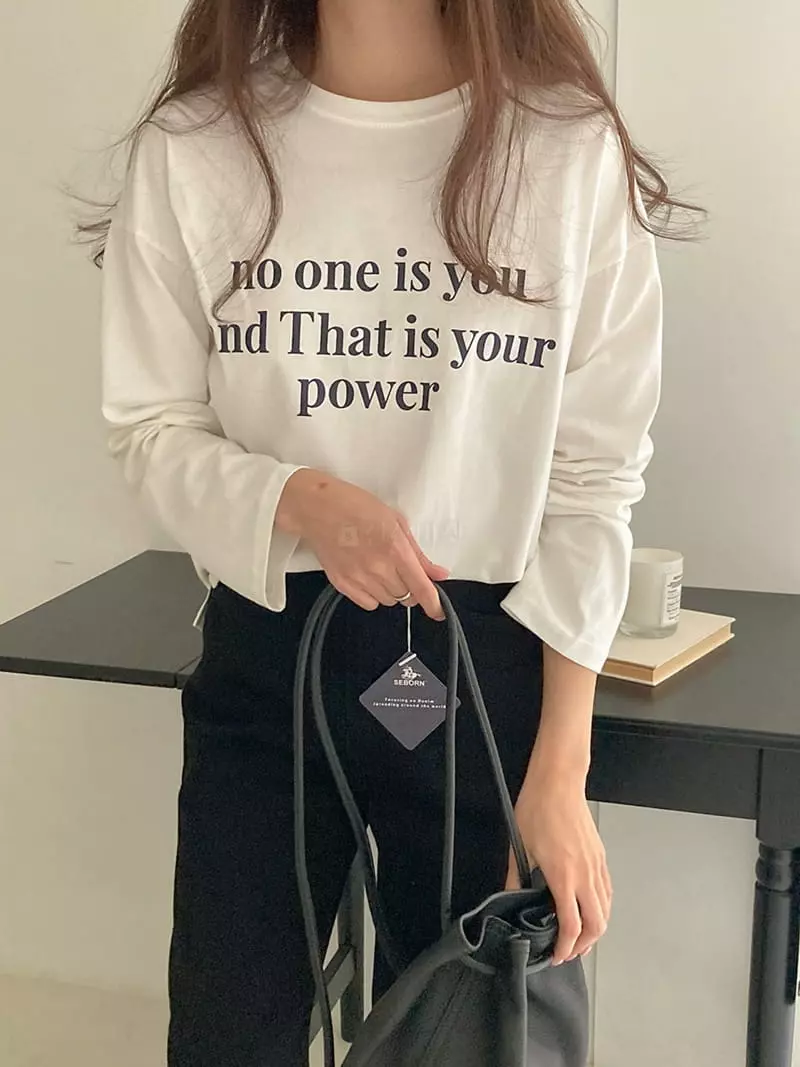 Tahiti - Korean Women Fashion - #momslook - Lettering Tee - 2