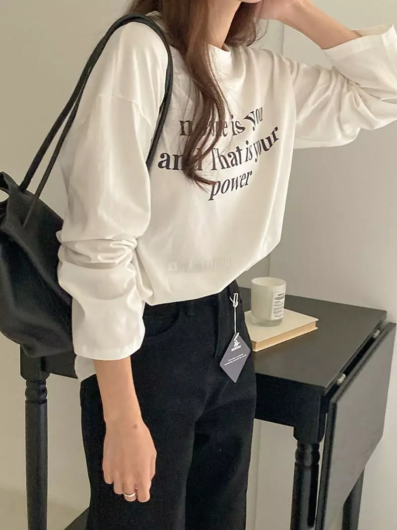 Tahiti - Korean Women Fashion - #momslook - Lettering Tee - 6