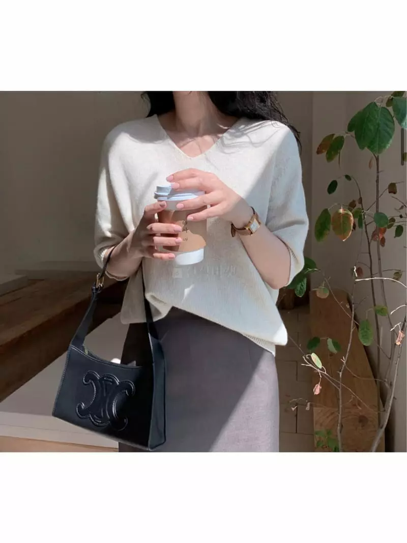 Tahiti - Korean Women Fashion - #womensfashion - Dilly V Knit Tee - 4