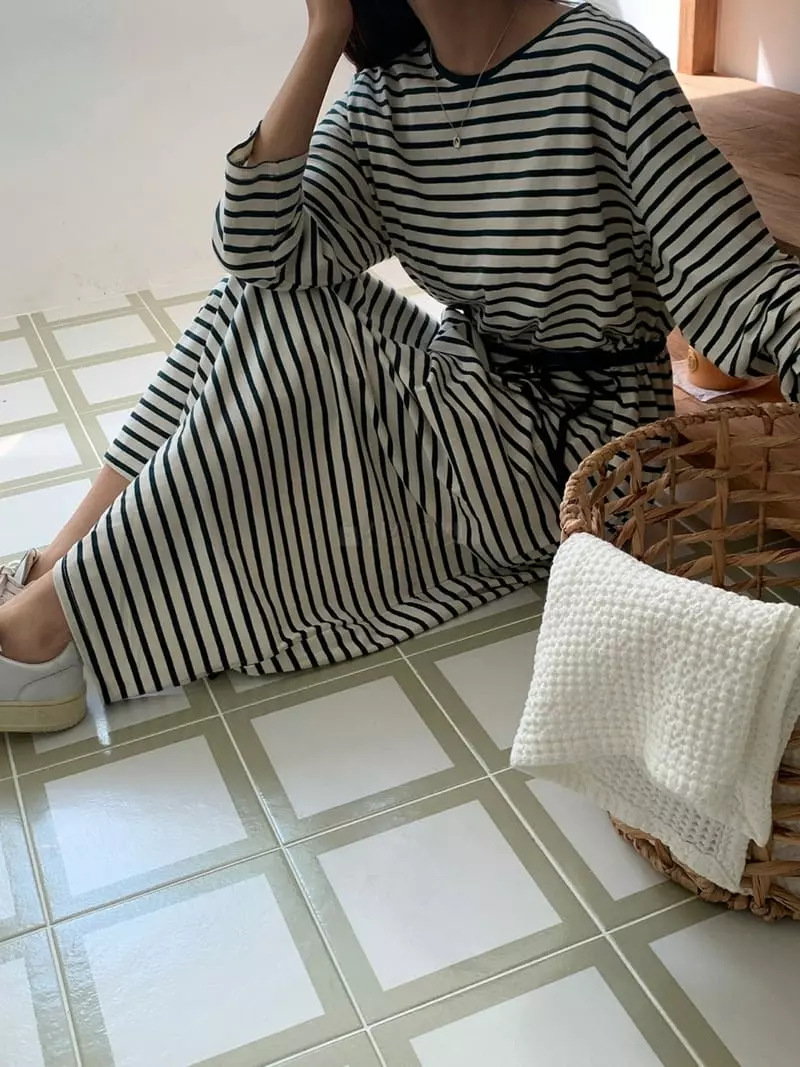 Tahiti - Korean Women Fashion - #momslook - Stripes One-piece