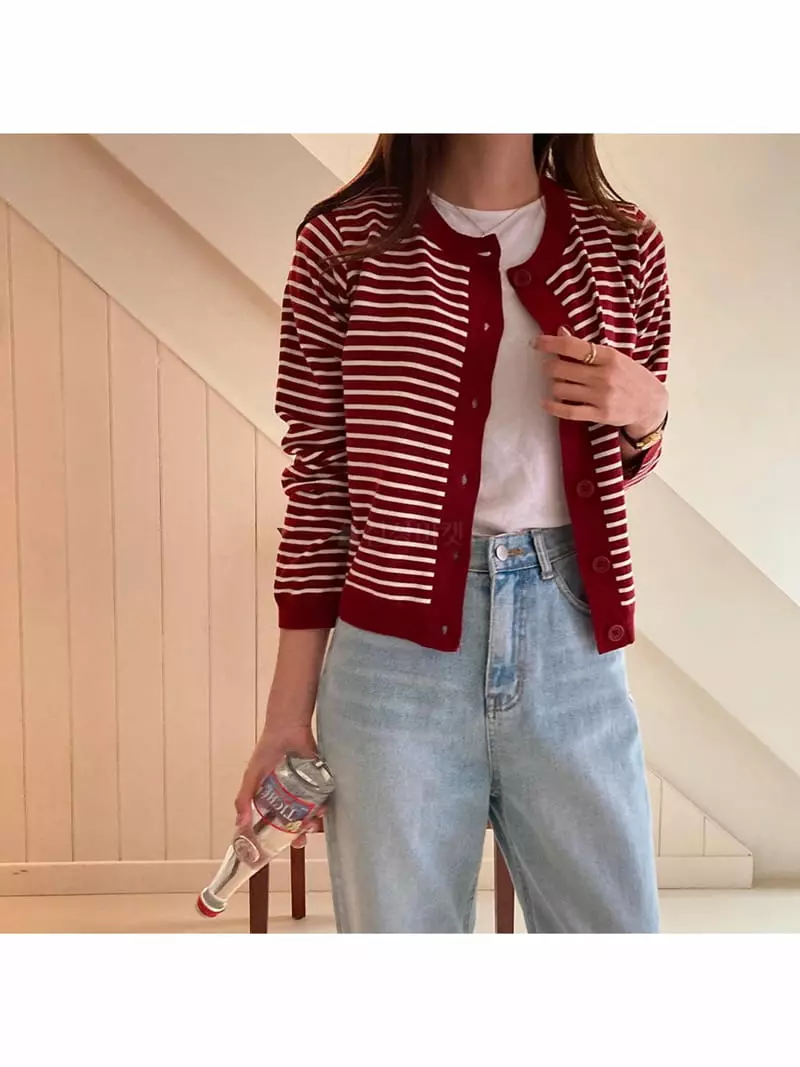 Tahiti - Korean Women Fashion - #momslook - Stripes Cardigan - 6