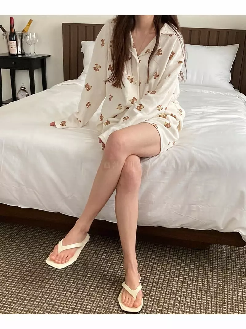 Tahiti - Korean Women Fashion - #momslook - Bear Homewear Set - 2
