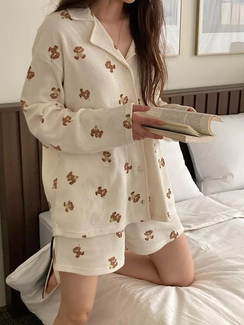 Tahiti - Korean Women Fashion - #womensfashion - Bear Homewear Set - 4