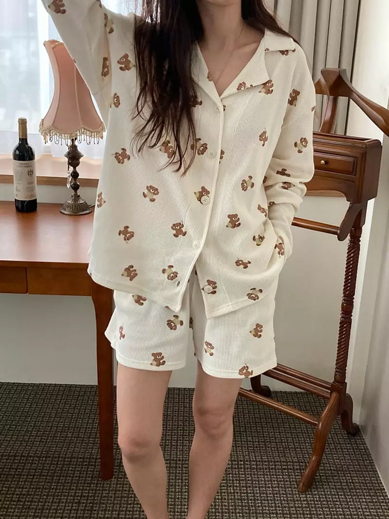 Tahiti - Korean Women Fashion - #momslook - Bear Homewear Set - 7