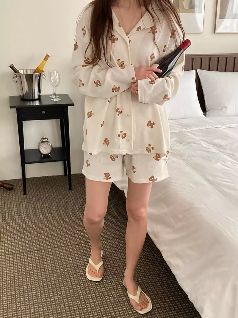 Tahiti - Korean Women Fashion - #momslook - Bear Homewear Set - 8