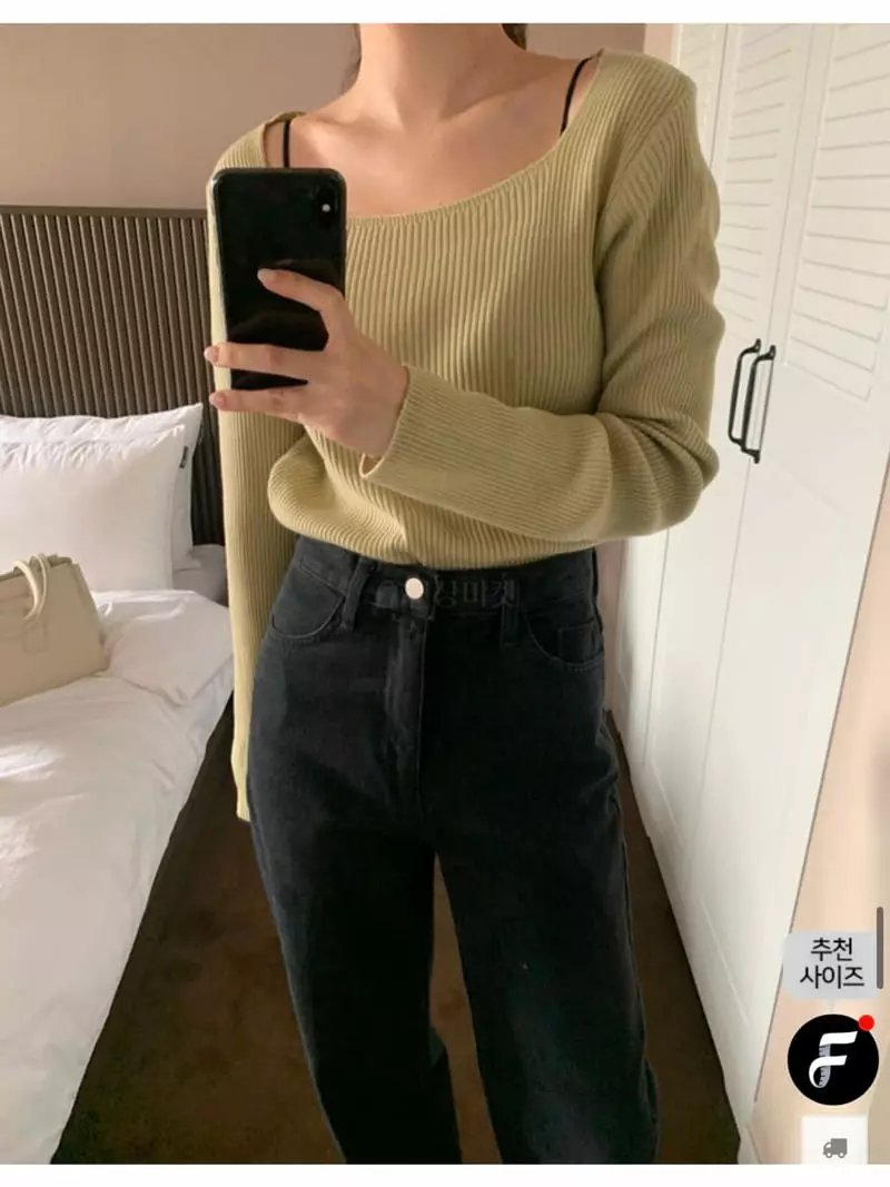 Tahiti - Korean Women Fashion - #pursuepretty - Min Square Knit Tee - 2