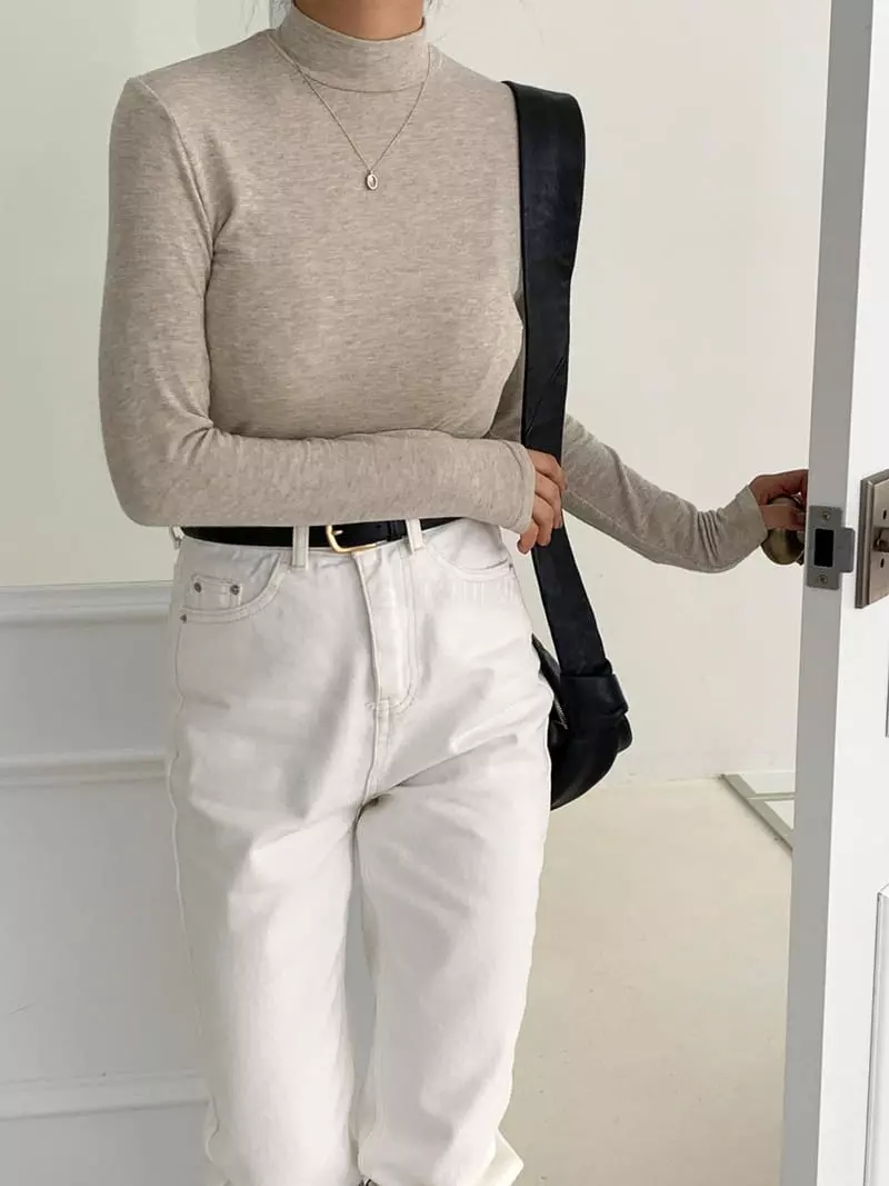 Tahiti - Korean Women Fashion - #romanticstyle - 8 Color Half Turtleneck Tee
