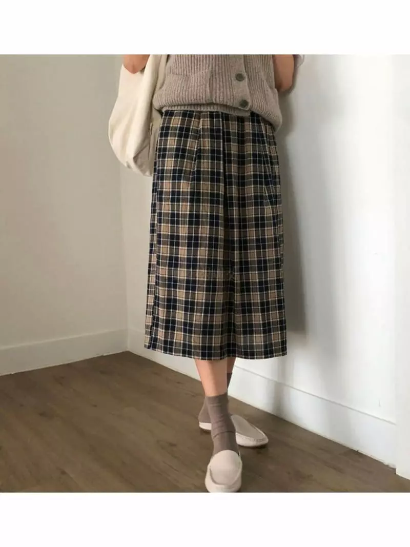 Tahiti - Korean Women Fashion - #romanticstyle - Masion Check Skirt - 3