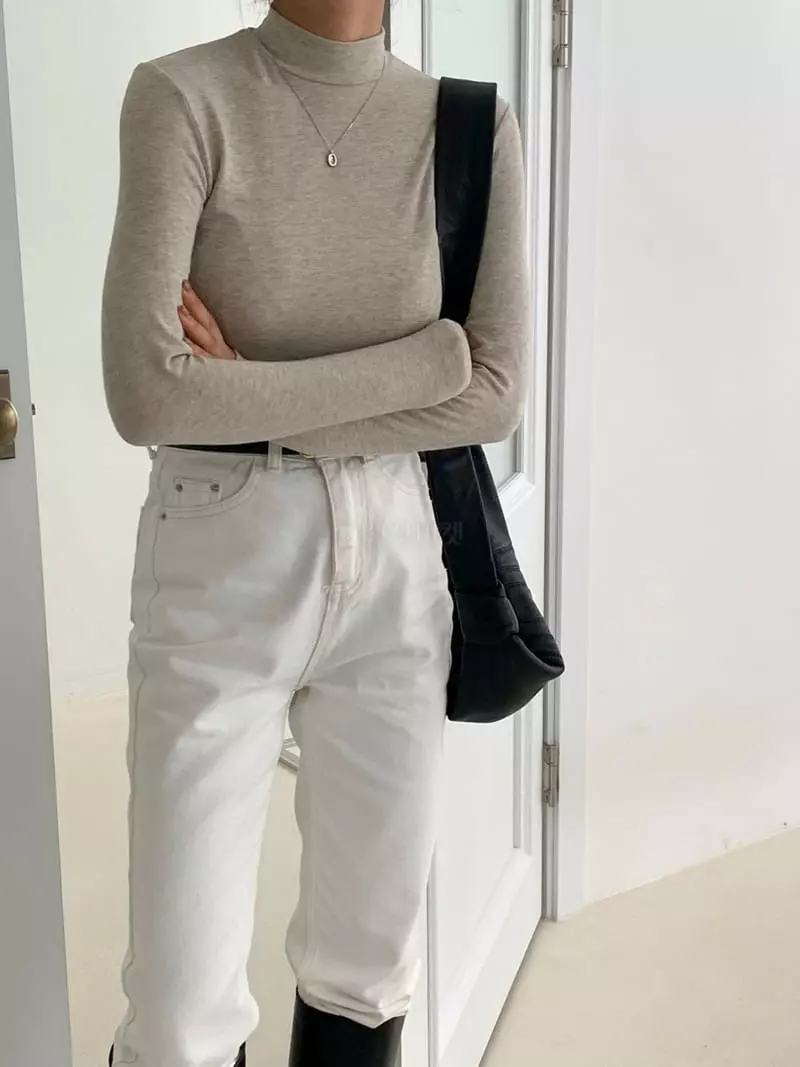 Tahiti - Korean Women Fashion - #thatsdarling - 8 Color Half Turtleneck Tee - 3
