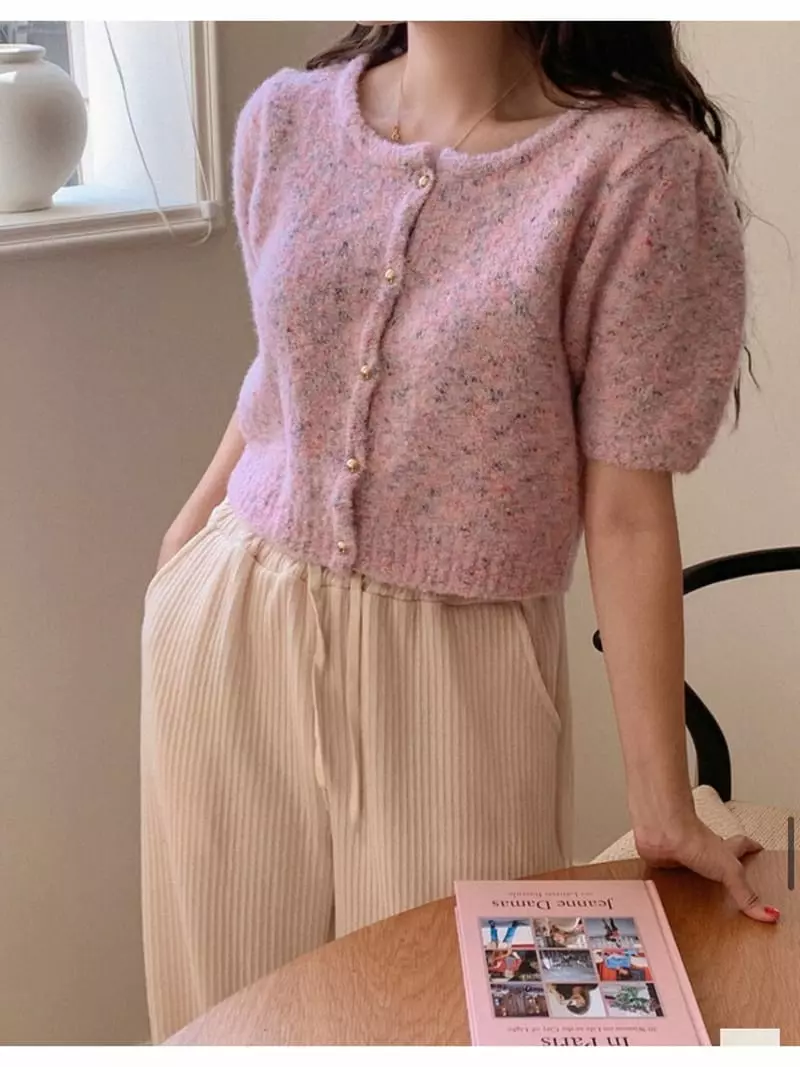 Tahiti - Korean Women Fashion - #vintageinspired - Ppoyong Puff Cardigan - 6