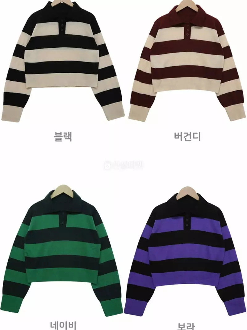 Tahiti - Korean Women Fashion - #vintageinspired - Gunbea Collar Tee - 9
