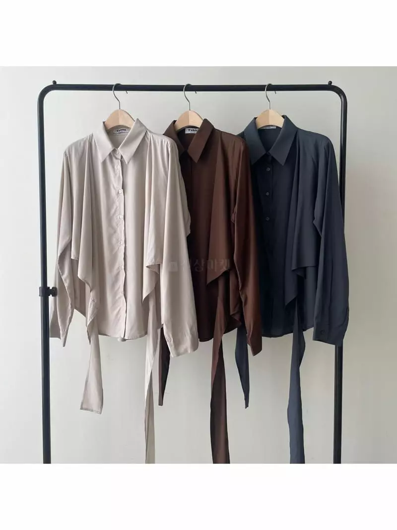 Tahiti - Korean Women Fashion - #womensfashion - Silky Wrap Blouse
