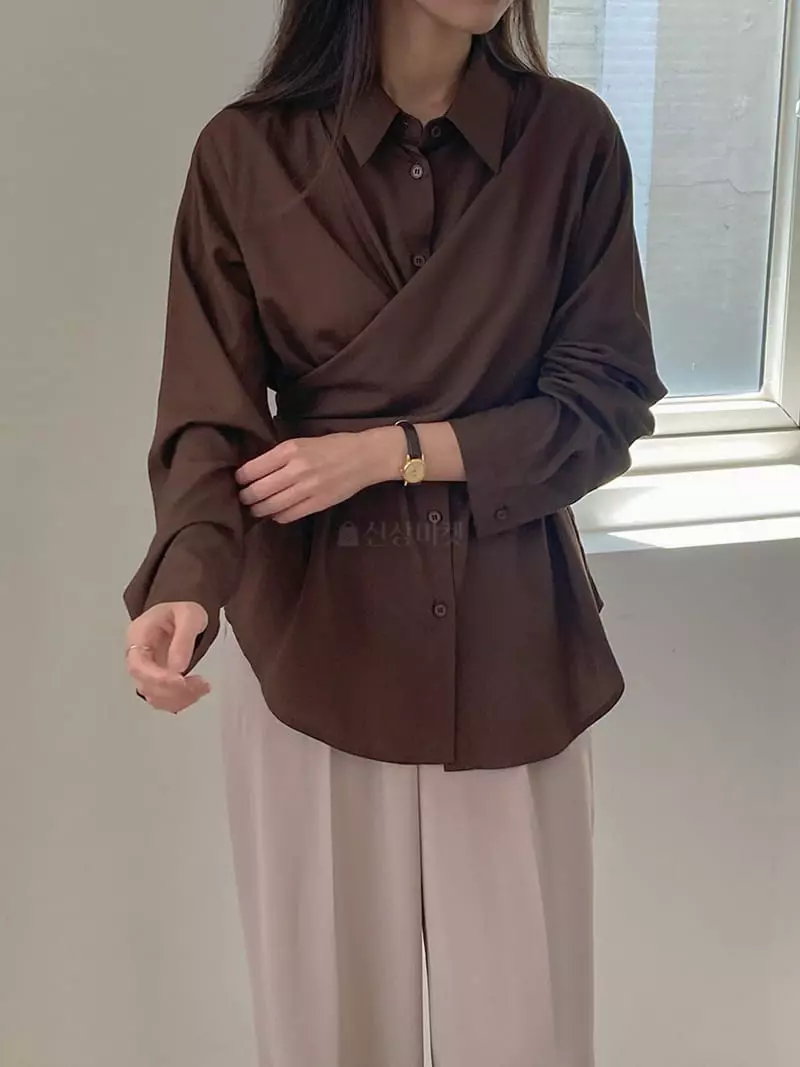 Tahiti - Korean Women Fashion - #womensfashion - Silky Wrap Blouse - 5