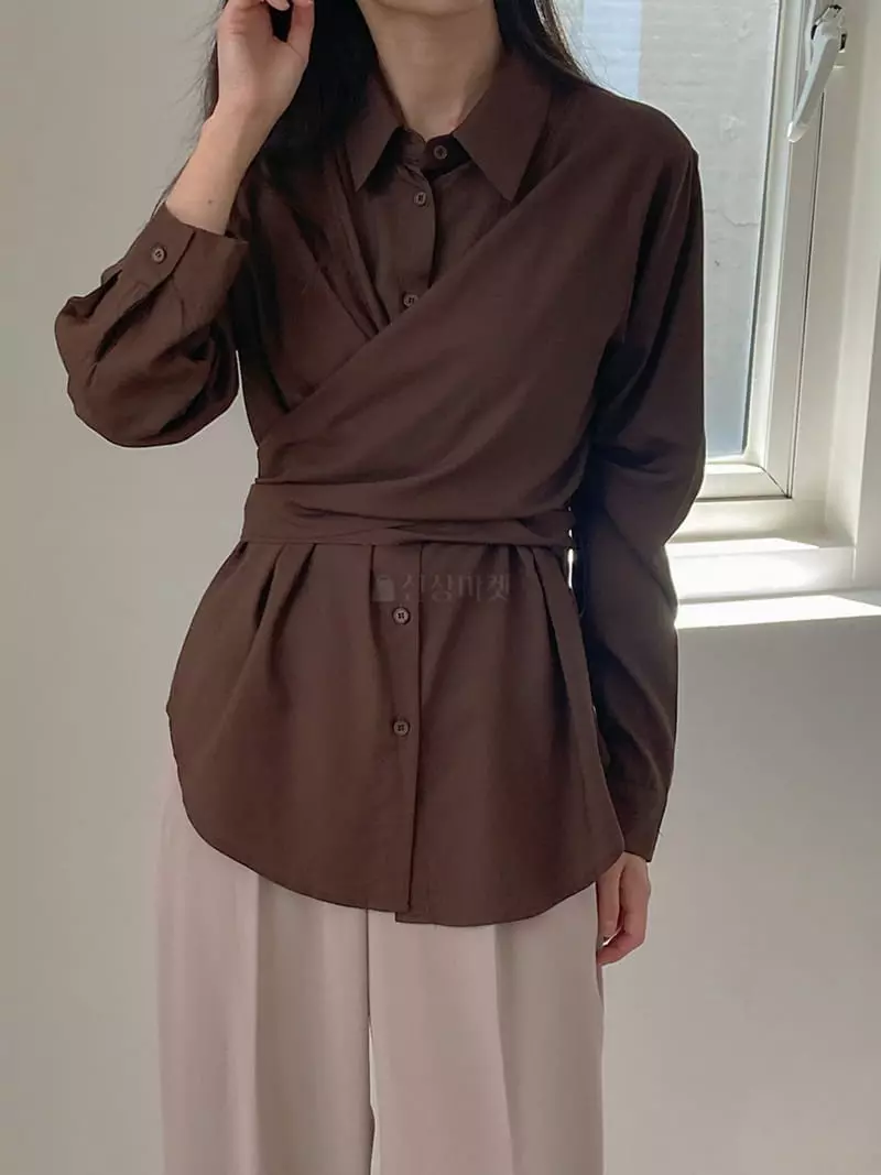 Tahiti - Korean Women Fashion - #womensfashion - Silky Wrap Blouse - 7