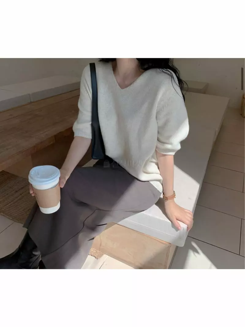 Tahiti - Korean Women Fashion - #womensfashion - Dilly V Knit Tee - 7