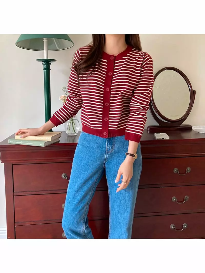 Tahiti - Korean Women Fashion - #womensfashion - Stripes Cardigan