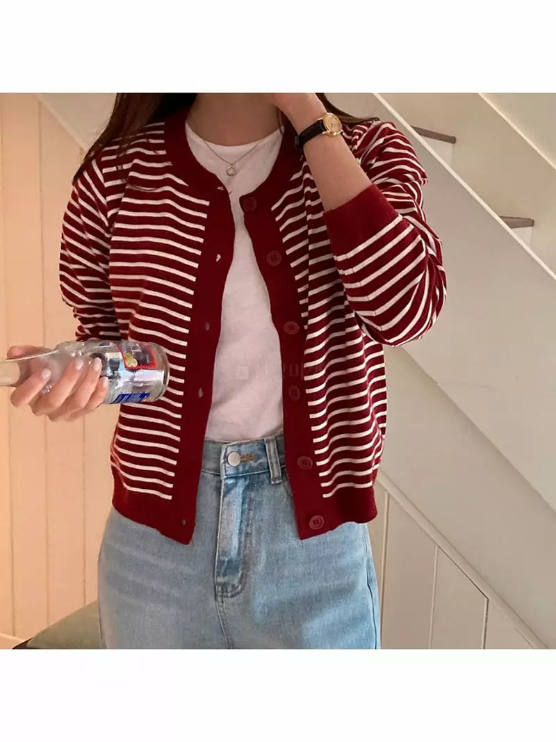 Tahiti - Korean Women Fashion - #womensfashion - Stripes Cardigan - 3