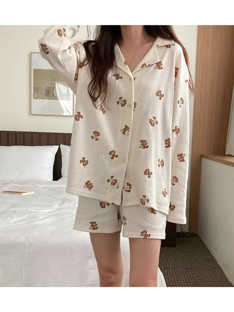Tahiti - Korean Women Fashion - #womensfashion - Bear Homewear Set - 5