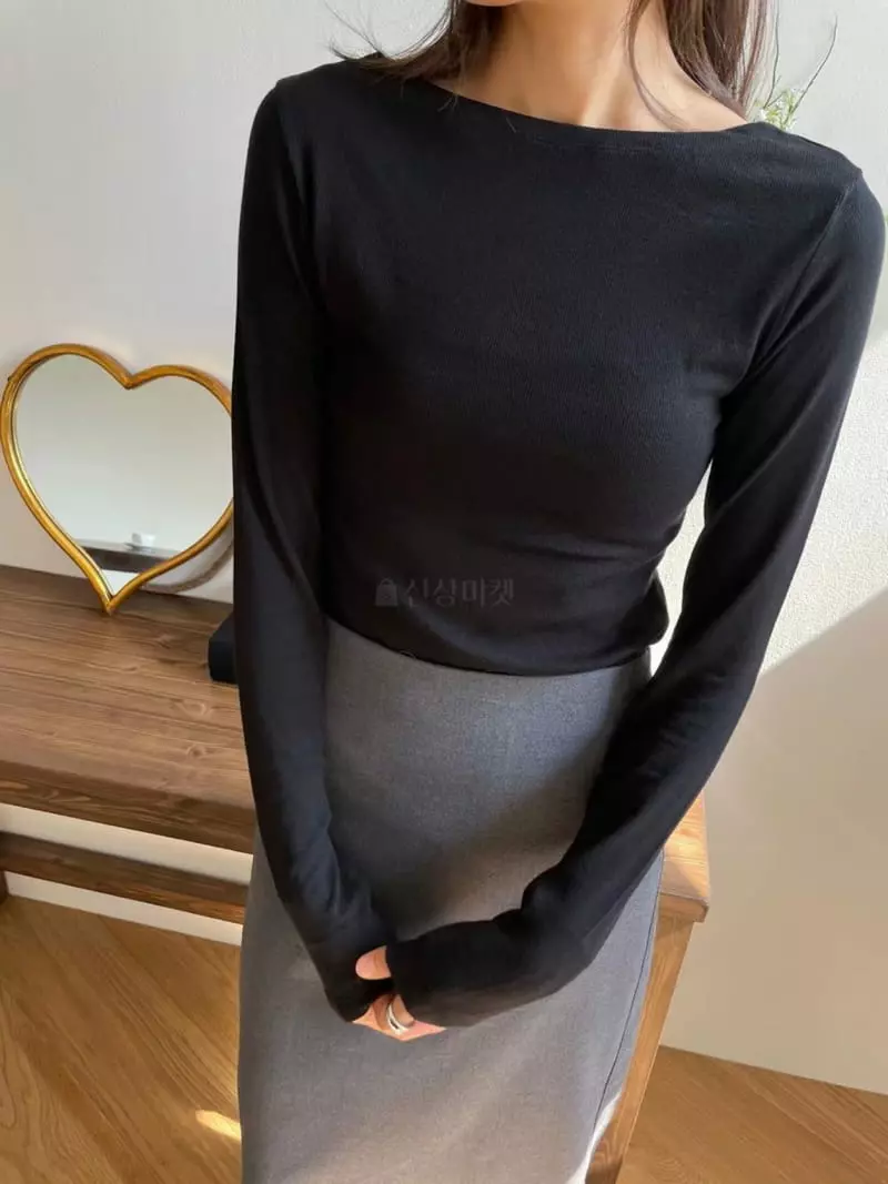 Talktalk - Korean Women Fashion - #momslook - Toil Boat Neck Tee