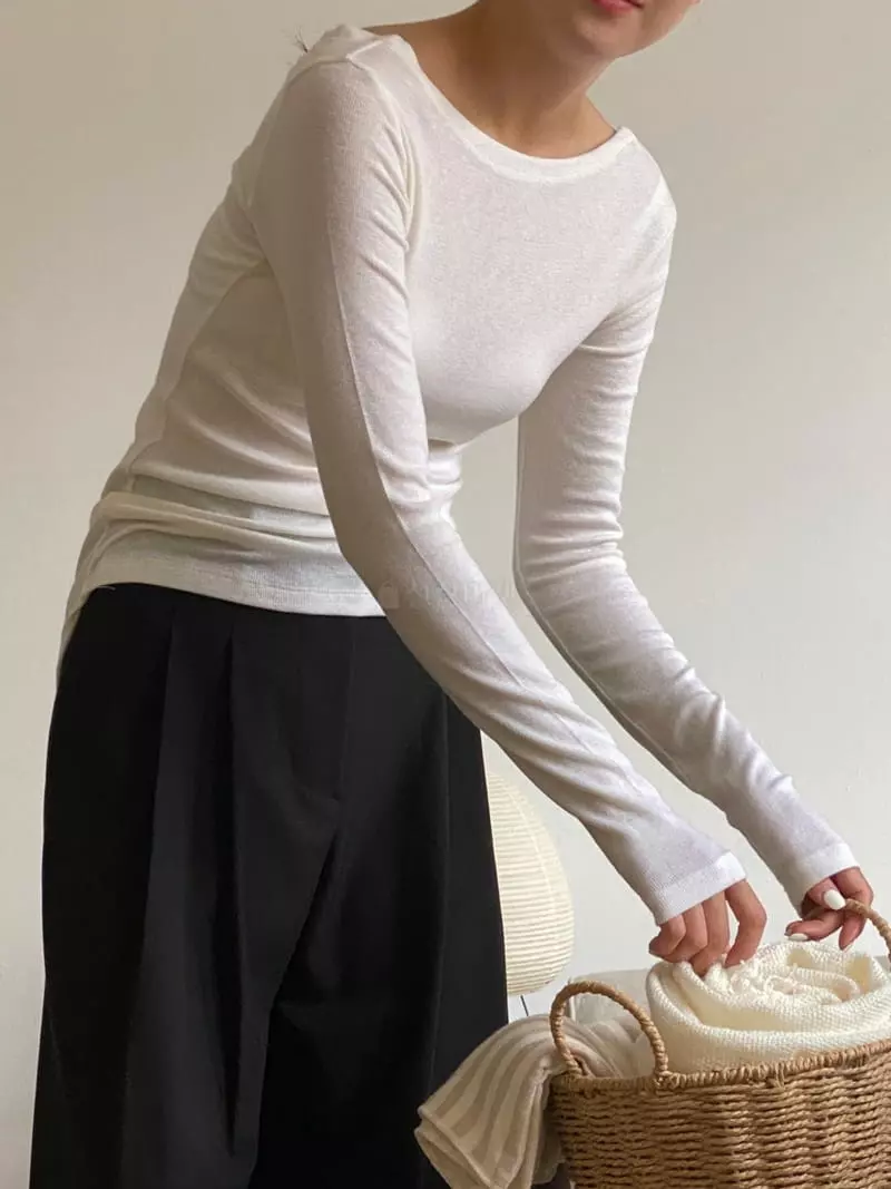 Talktalk - Korean Women Fashion - #momslook - Toil Boat Neck Tee - 3