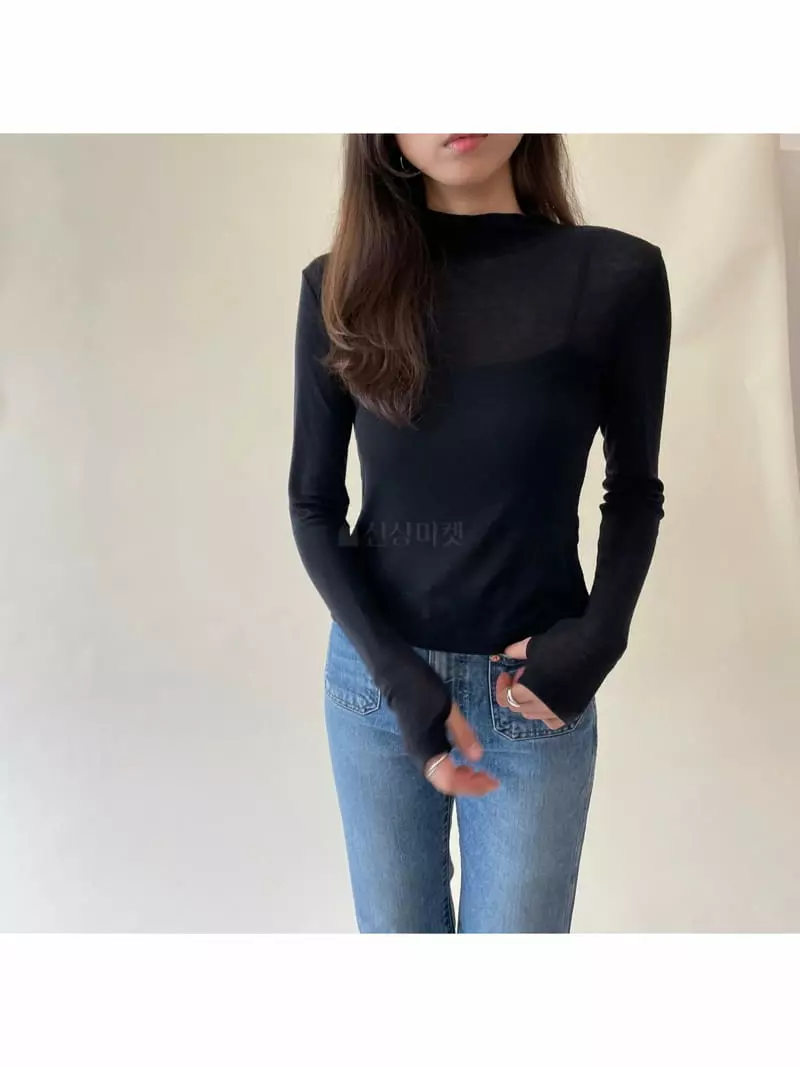 Talktalk - Korean Women Fashion - #momslook - Cold Crop Half Neck Tee - 6