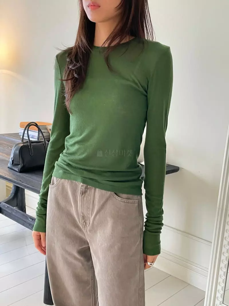 Talktalk - Korean Women Fashion - #momslook - Silk Long Sleeves Tee - 11