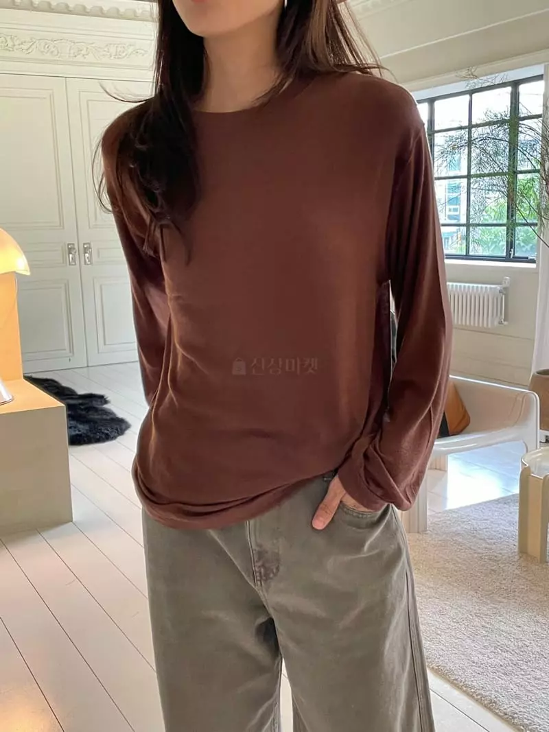 Talktalk - Korean Women Fashion - #momslook - Mocha Loose Tee - 11