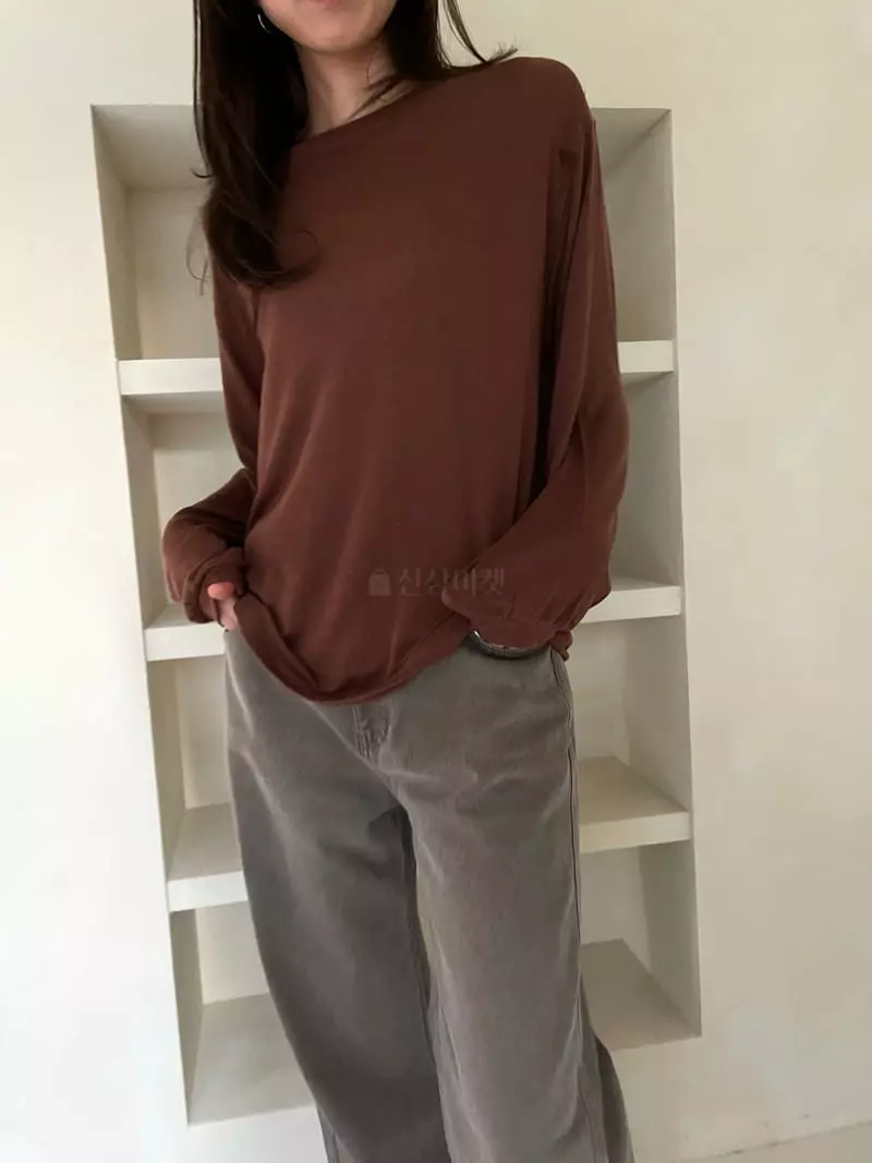 Talktalk - Korean Women Fashion - #momslook - Mocha Loose Tee - 5