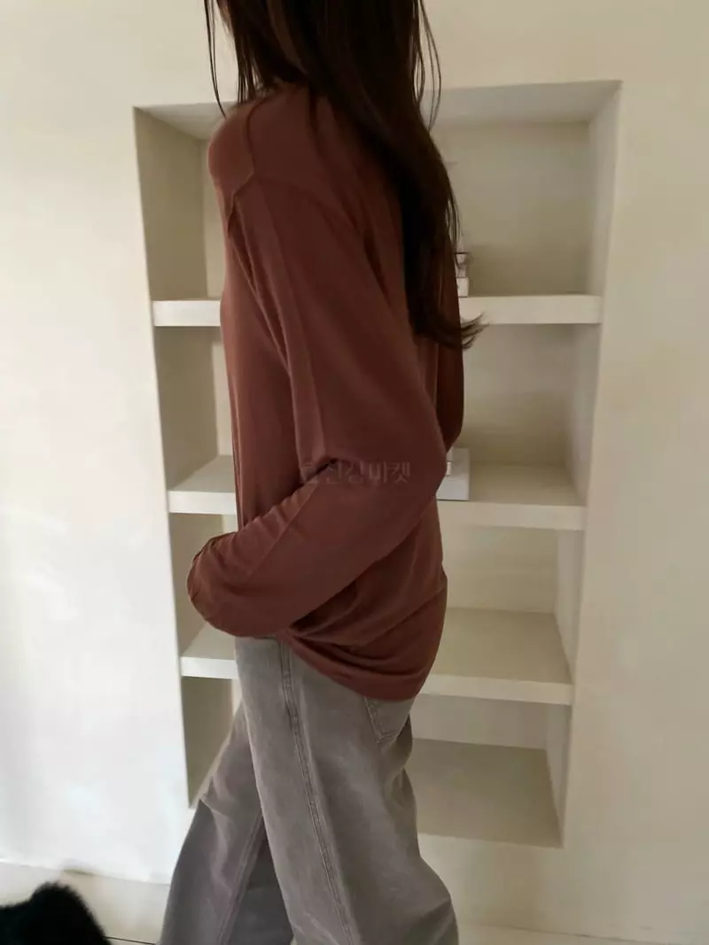 Talktalk - Korean Women Fashion - #momslook - Mocha Loose Tee - 7