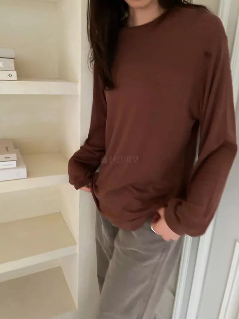Talktalk - Korean Women Fashion - #momslook - Mocha Loose Tee - 9
