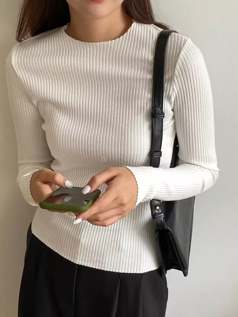 Talktalk - Korean Women Fashion - #momslook - Rib Tee