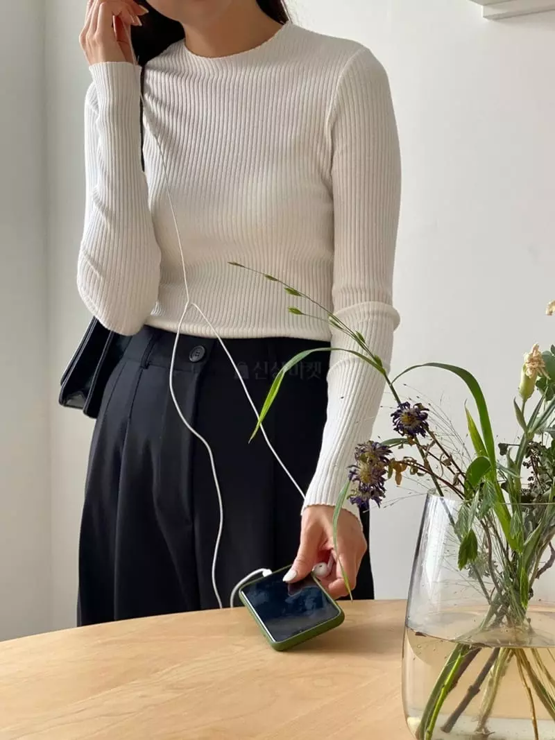 Talktalk - Korean Women Fashion - #momslook - Rib Tee - 7