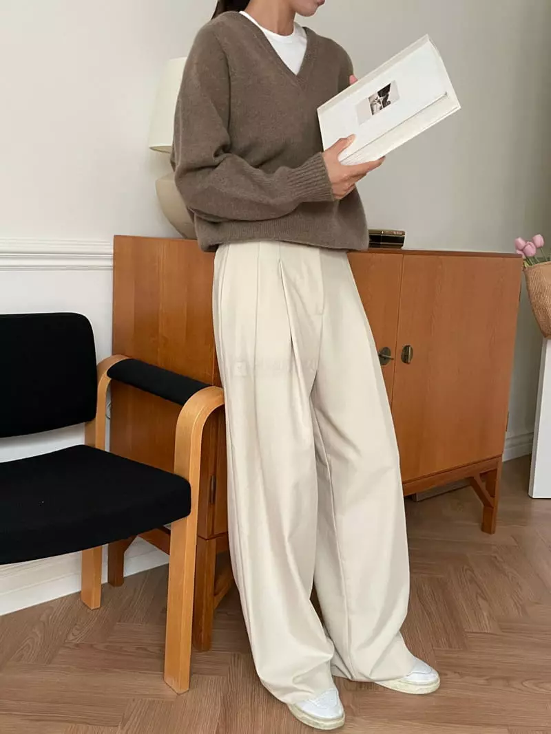 Talktalk - Korean Women Fashion - #pursuepretty - Alpaca V Neck Knit Tee - 5