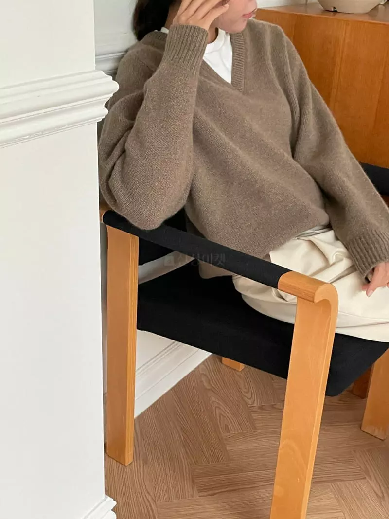 Talktalk - Korean Women Fashion - #restrostyle - Alpaca V Neck Knit Tee - 6